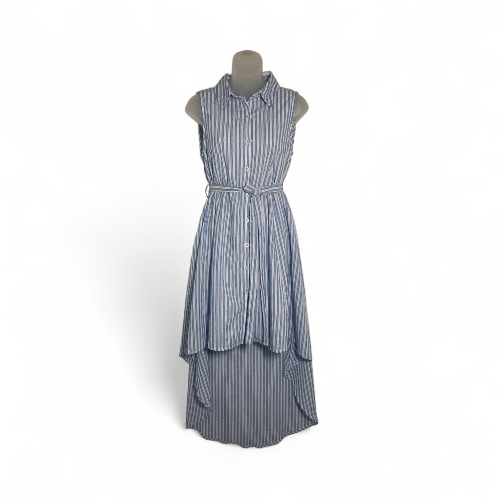 Hot & Delicious Blue Striped High-Low Dress